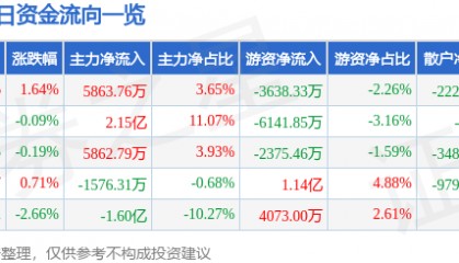 股票行情快报：兴森科技（002436）11月5日主力资金净买入5863.76万元