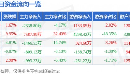 股票行情快报：友好集团（600778）9月5日主力资金净卖出2338.80万元