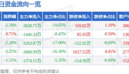 股票行情快报：天龙集团（300063）10月16日主力资金净卖出3030.71万元