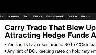 “恐怖数据”引爆市场，货币现汇交易主管：日元套利交易“明显回归”