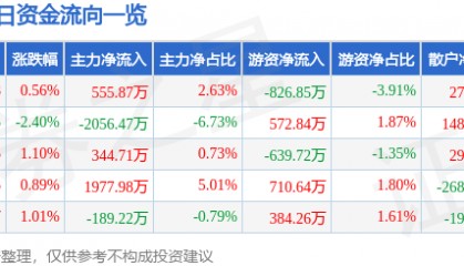 股票行情快报：天龙集团（300063）9月30日主力资金净买入555.87万元
