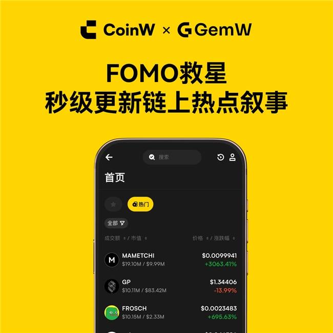 CoinW币赢旗下GemW 智能交易平台重磅上线，开启链上交易新体验